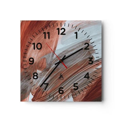 Wall clock - Clock on glass - Autumnal and Windy Abstract - 40x40 cm