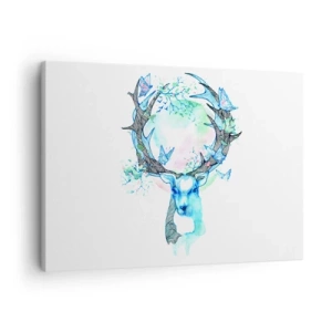 Canvas picture - A whimsical deer graphic with a nature and butterfly motif - 70x50cm - Power and Gentleness of Nature - Modern wall decoration for the living room and bedroom ARTTOR
