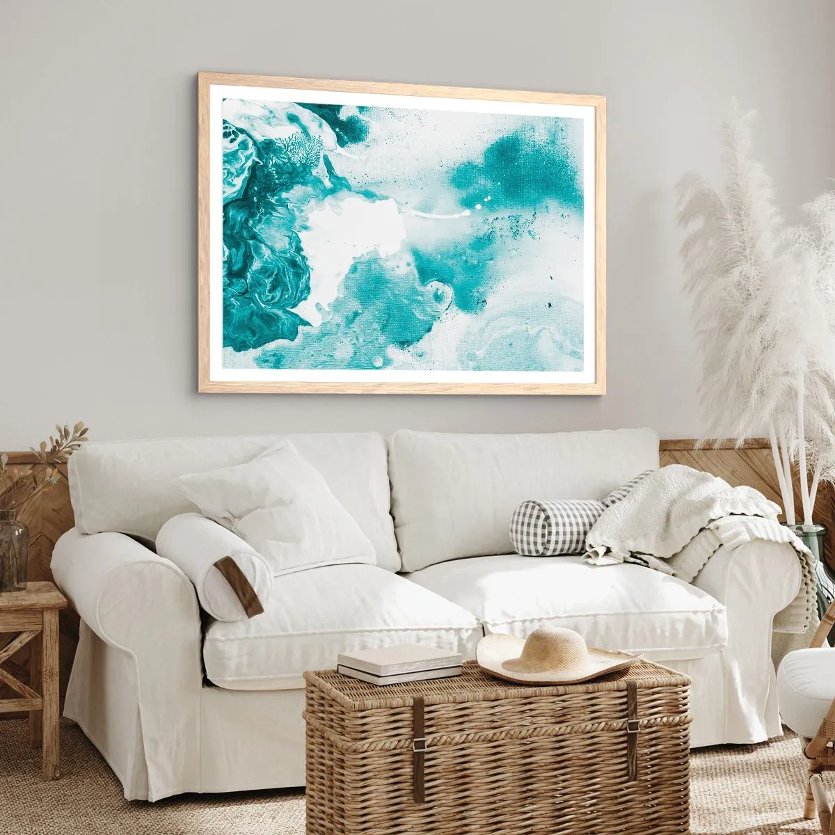Poster in light oak frame - Lakes of Blue - 40x30 cm