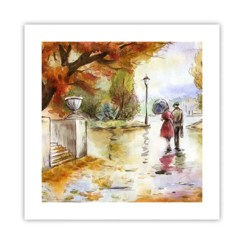 Poster - Romantic Autumn in a Park - 40x40 cm