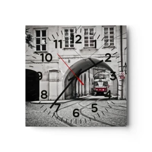 Wall clock - Clock on glass - Through City Labirynth - 40x40 cm