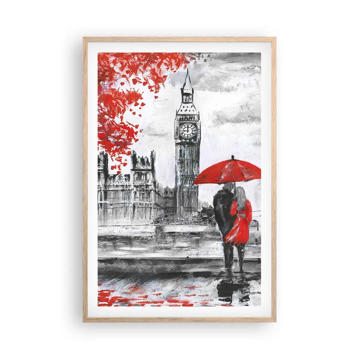 Poster in light oak frame - In Love with London - 61x91 cm