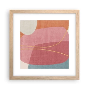 Poster in light oak frame - Pastel Composition with a Golden Note - 30x30 cm