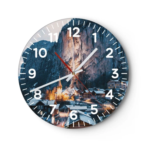 Wall clock - Clock on glass - Sparkling Winter Spirit - 30x30 cm