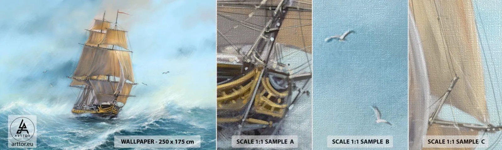 Photo Wallpaper Sample Premium Canvas - Gliding on the Waves - Sea, Ship, Nautical - 100x30 cm