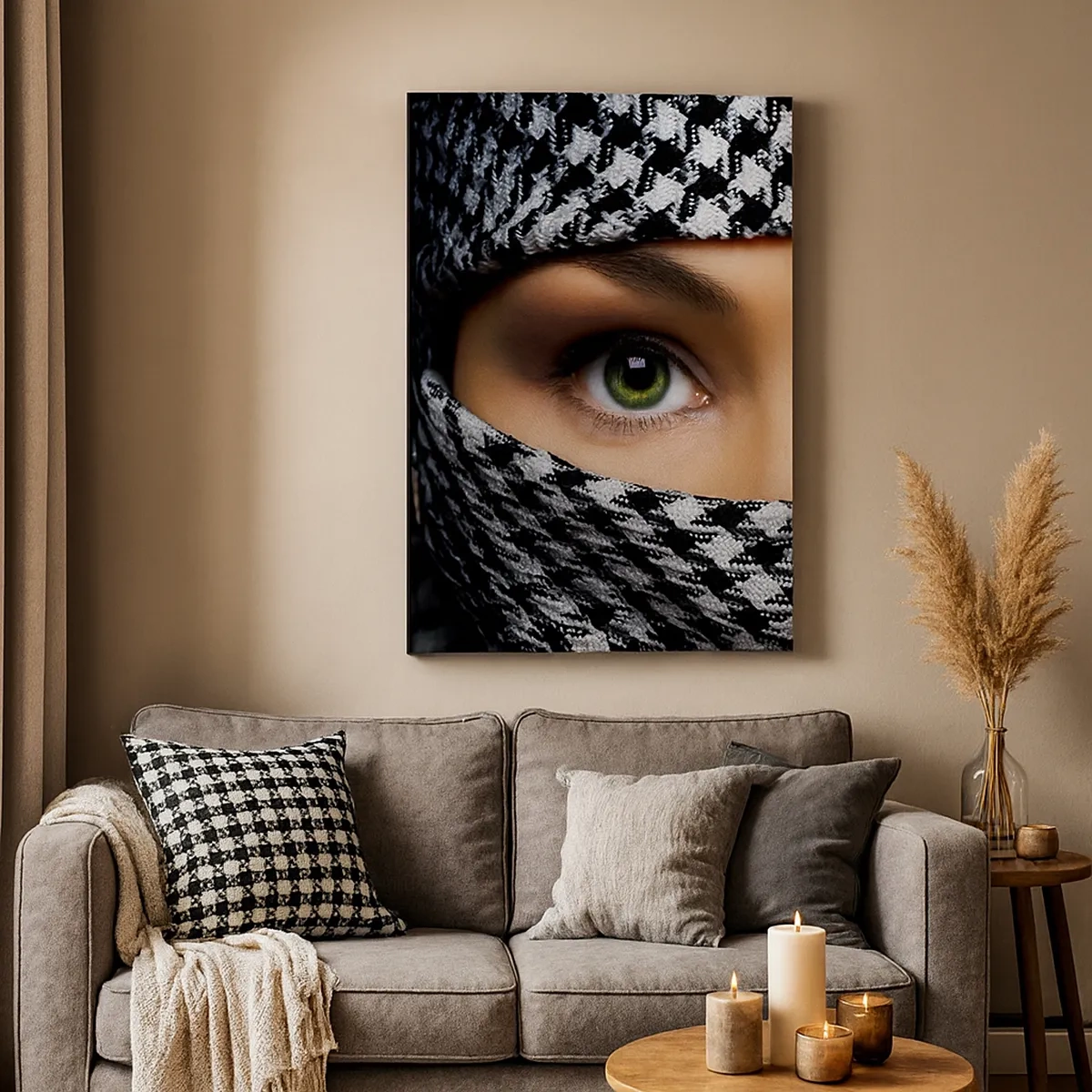 Canvas picture - Portrait of Head-scarfed Beauty - 50x70 cm