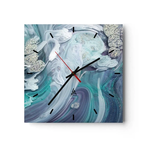 Wall clock - Clock on glass - Currents of Blue - 40x40 cm