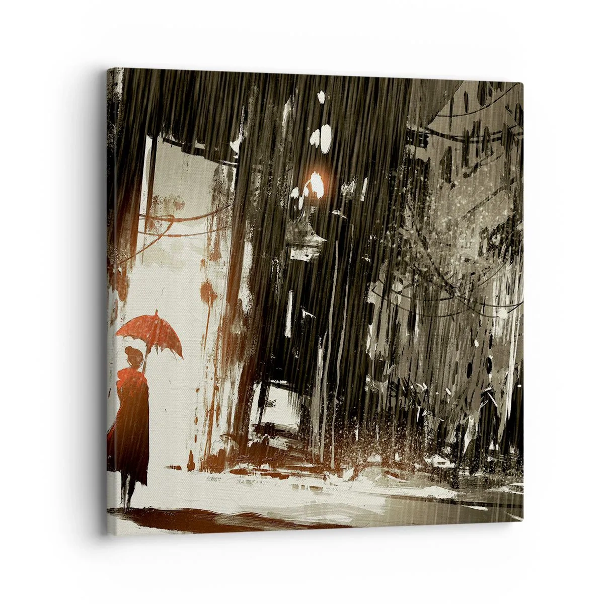 Canvas picture - Poetry of a Red Umbrella - 30x30 cm