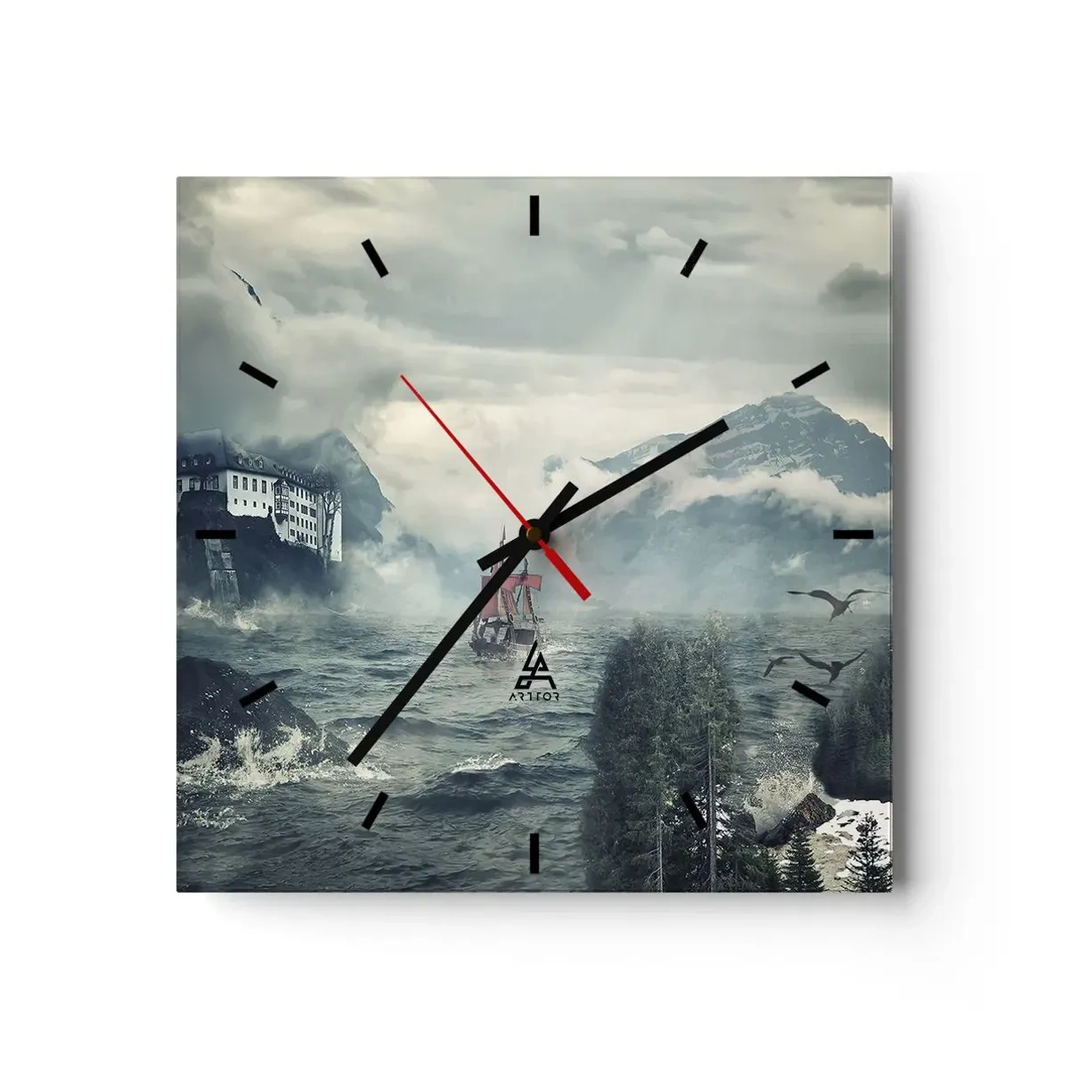 Wall clock - Clock on glass - On Magical Waters - 30x30 cm