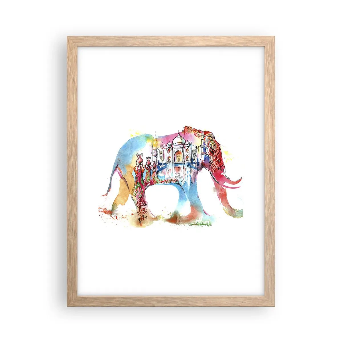 Poster in light oak frame - India - Atmosphere of Love - 30x40 cm
