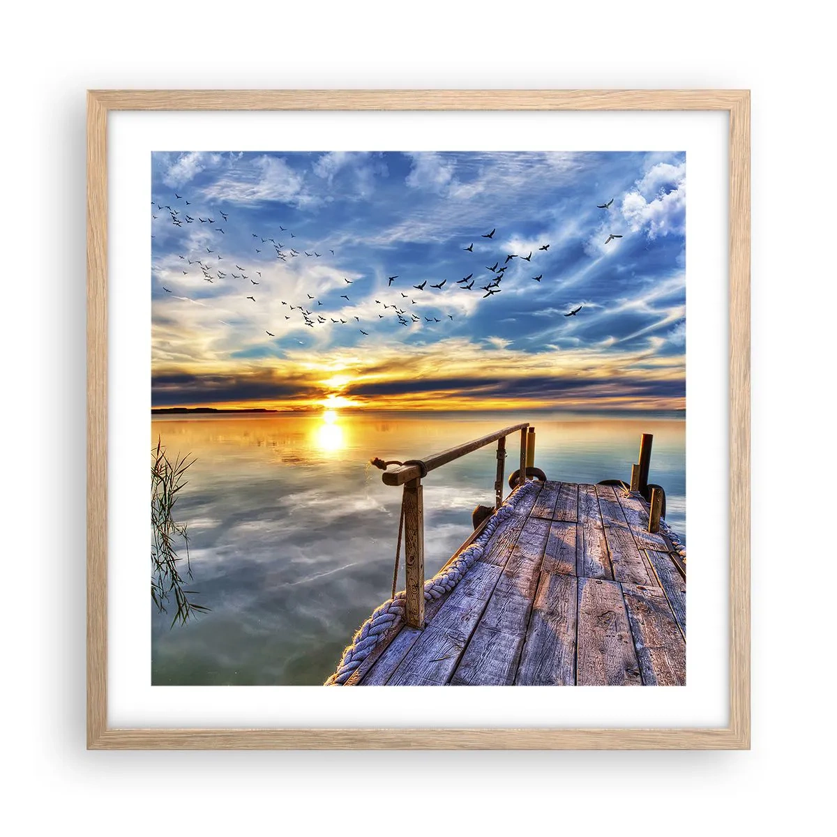 Poster in light oak frame - Wind is Taking a Break - 50x50 cm