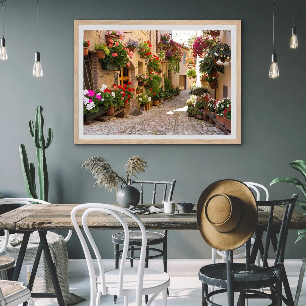 Poster in light oak frame - Flood of Flowers - 50x40 cm