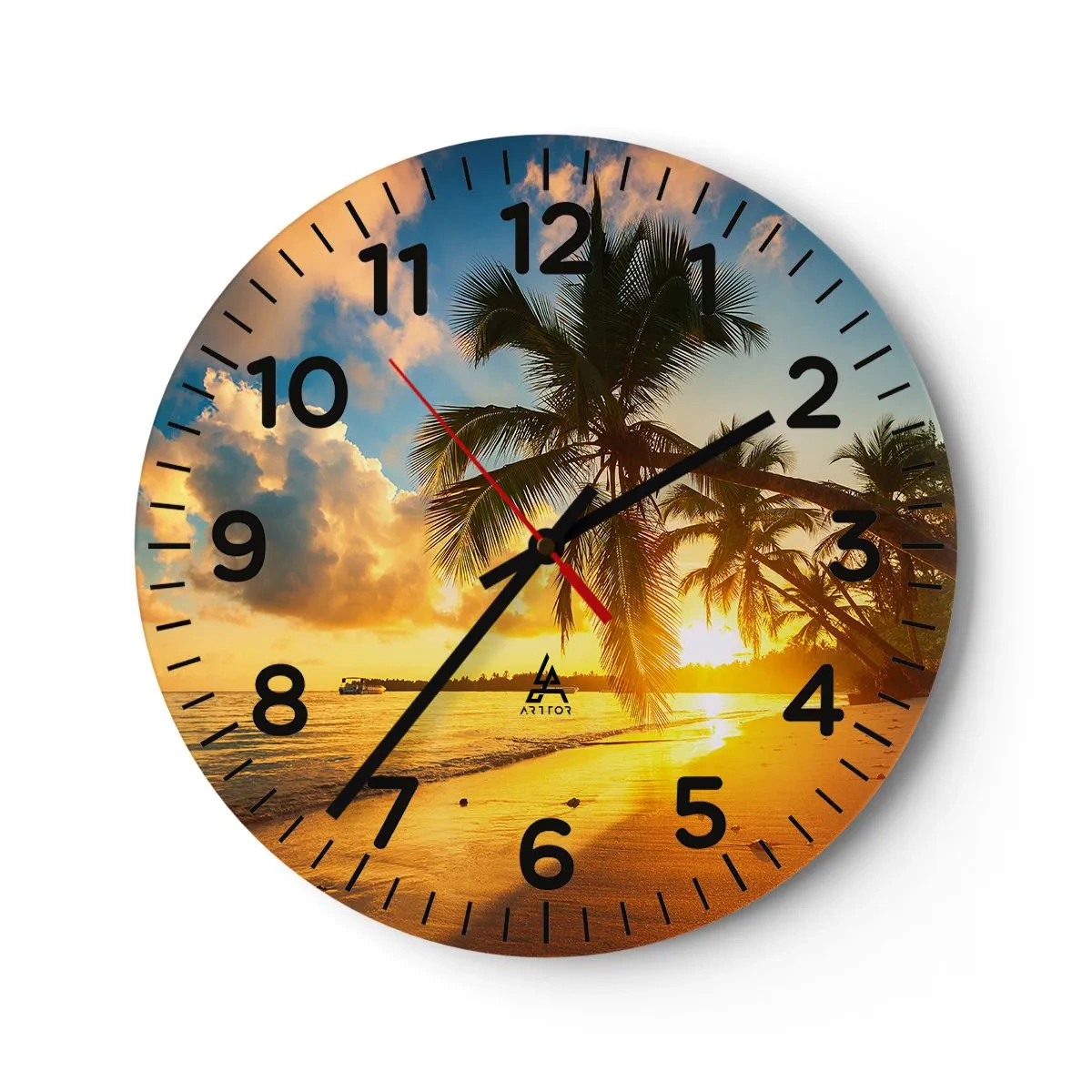 Wall clock - Clock on glass - Caribbean Dream - 40x40 cm