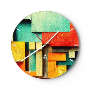 Wall clock - Clock on glass - Festival of Right Angles - 40x40 cm