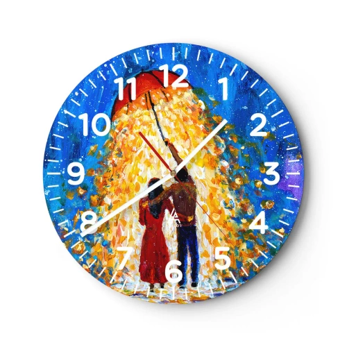 Wall clock - Clock on glass - Magic of a Rainy Evening? - 30x30 cm