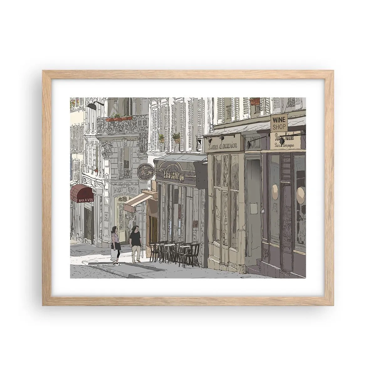Poster in light oak frame - City Joys - 50x40 cm