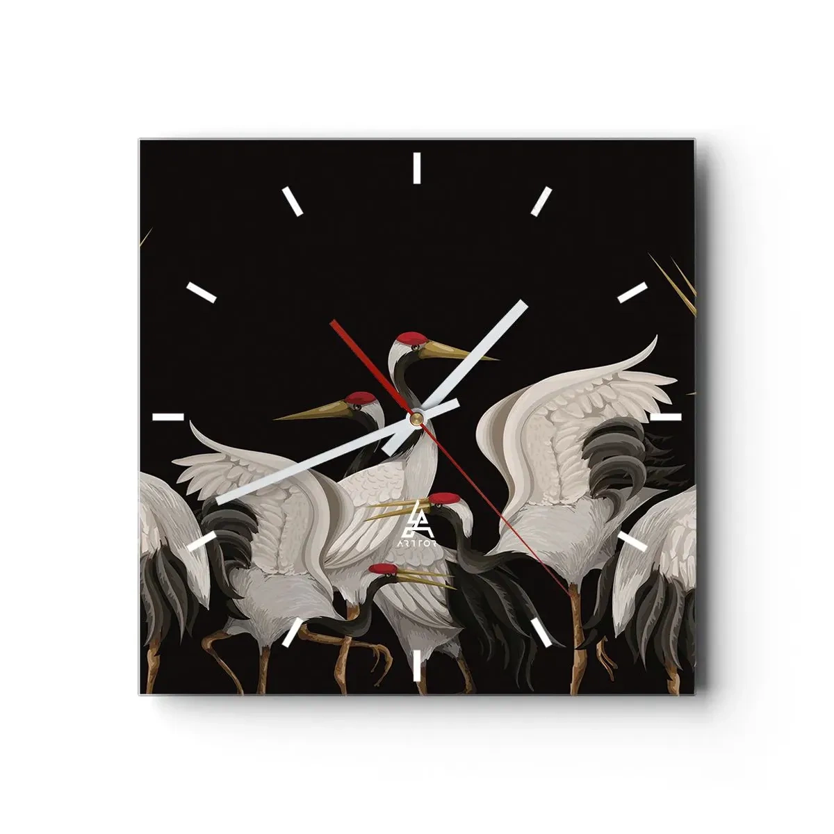 Wall clock - Clock on glass - Bird Affairs - 40x40 cm
