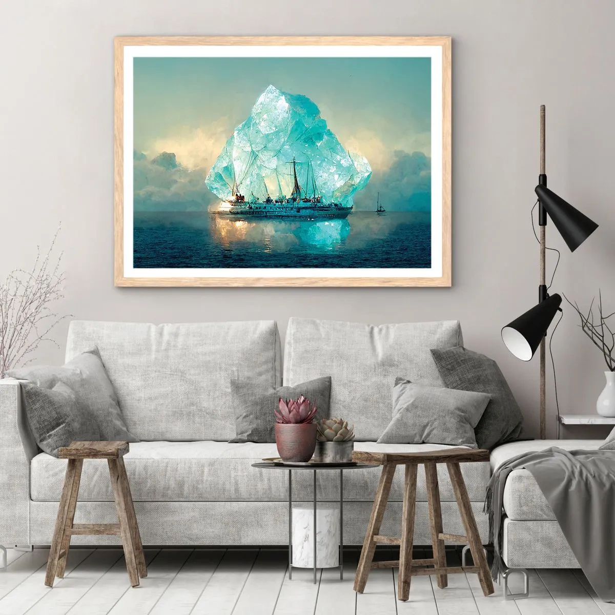 Poster in light oak frame - Arctic Diamond - 100x70 cm