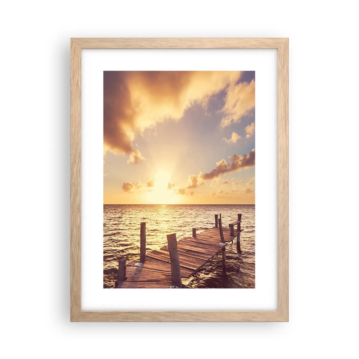 Poster in light oak frame - Golden Land of Tranquility - 30x40 cm