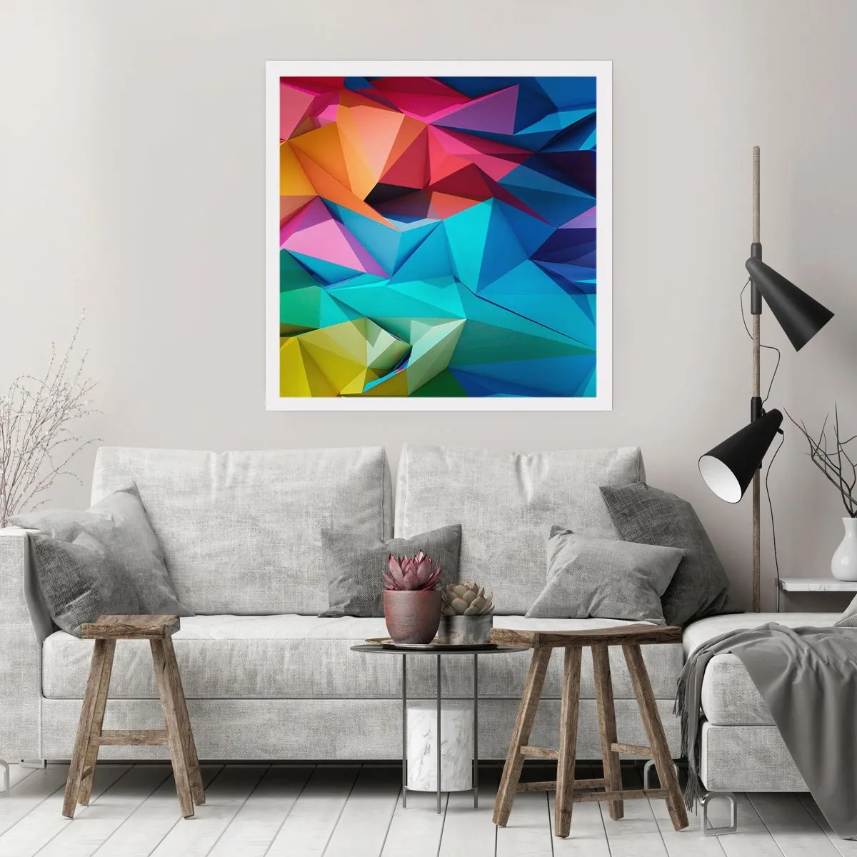 Poster - Rainbow Origami - 40x40 cm