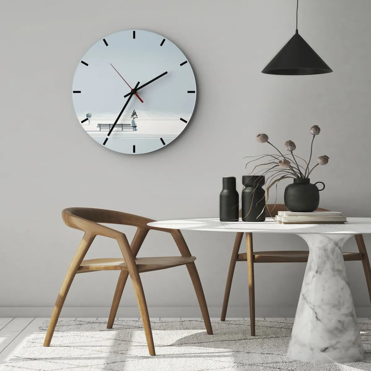 Wall clock - Clock on glass - Yes, I Am Waiting - 40x40 cm