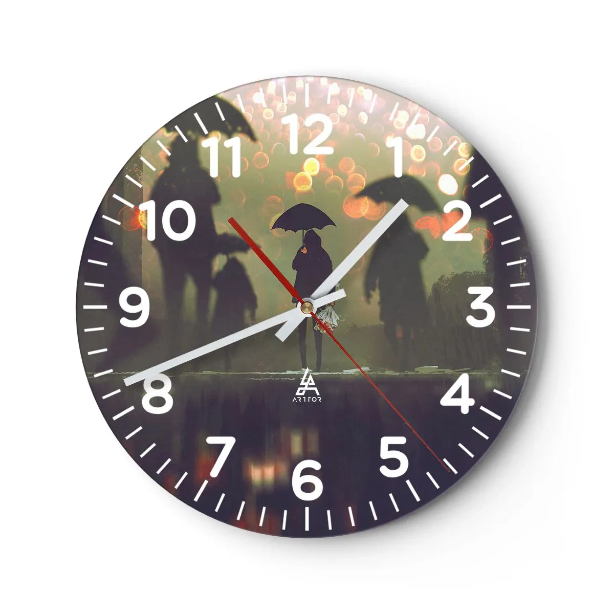 Wall clock - Clock on glass - From Perspective of a Raindrop - 40x40 cm