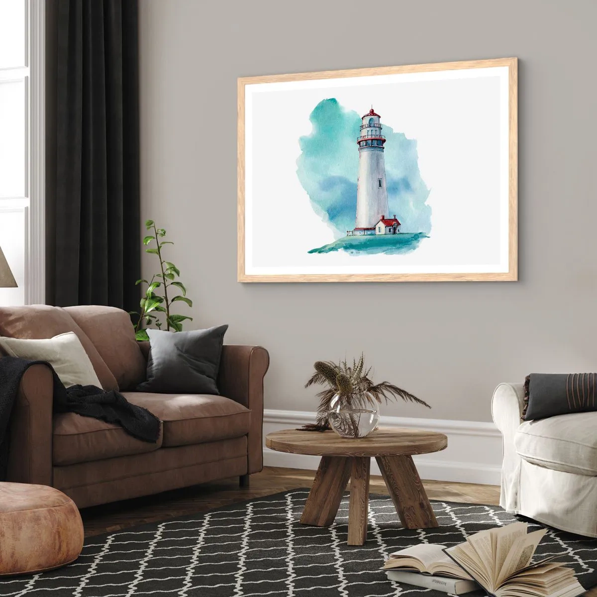 Poster in light oak frame - Gentle Sister of Blue - 40x30 cm