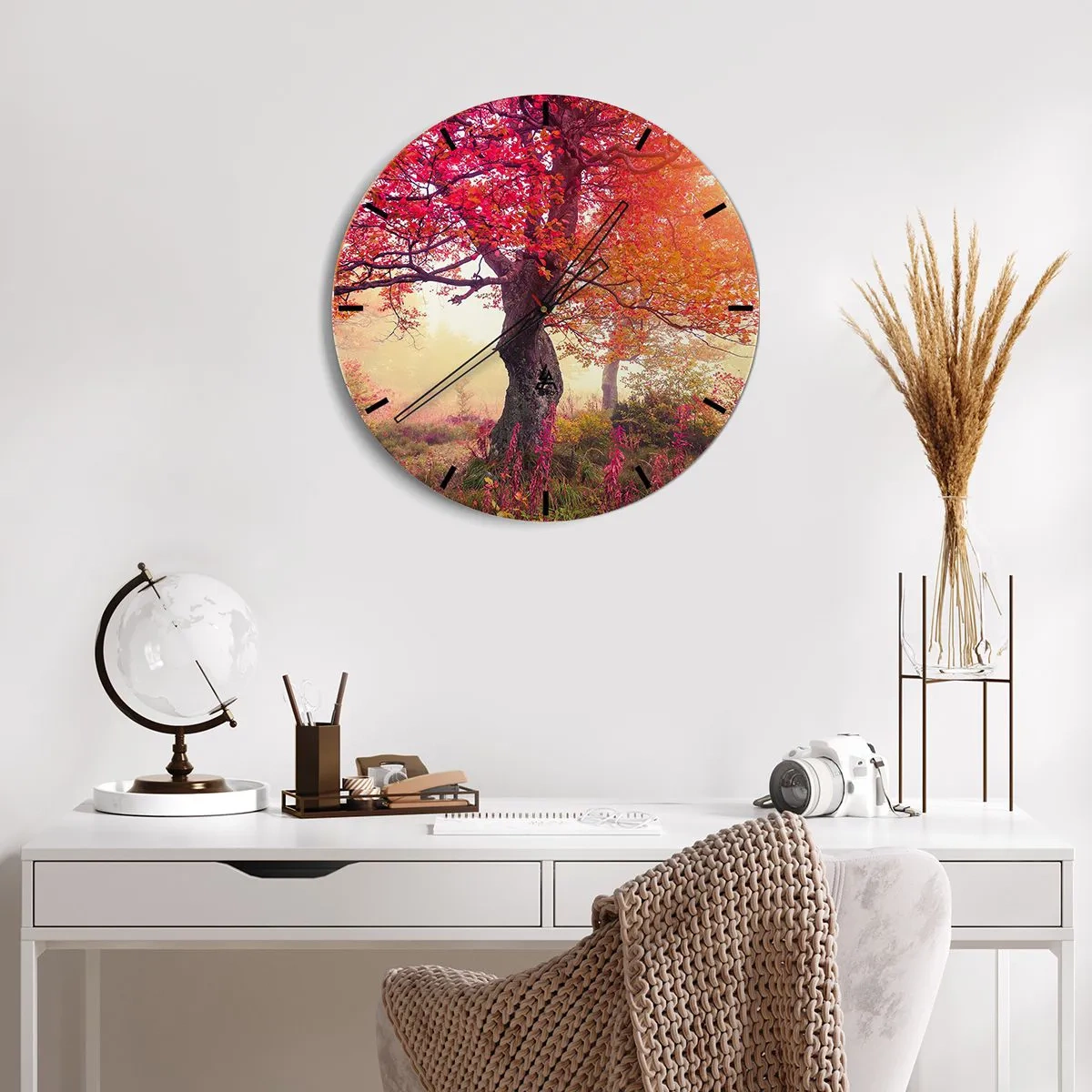 Wall clock - Clock on glass - In Full Bloom - 40x40 cm