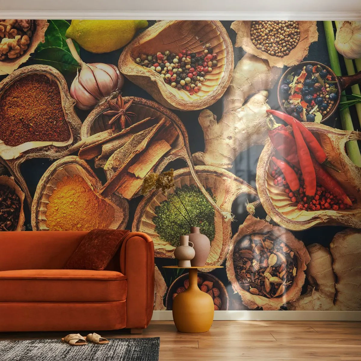 Photo Wallpaper Premium Sand - Take What You Want - Gastronomy, Dried Herbs, Spices - 250x175 cm