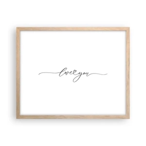 Poster in light oak frame - Black on White - 50x40 cm