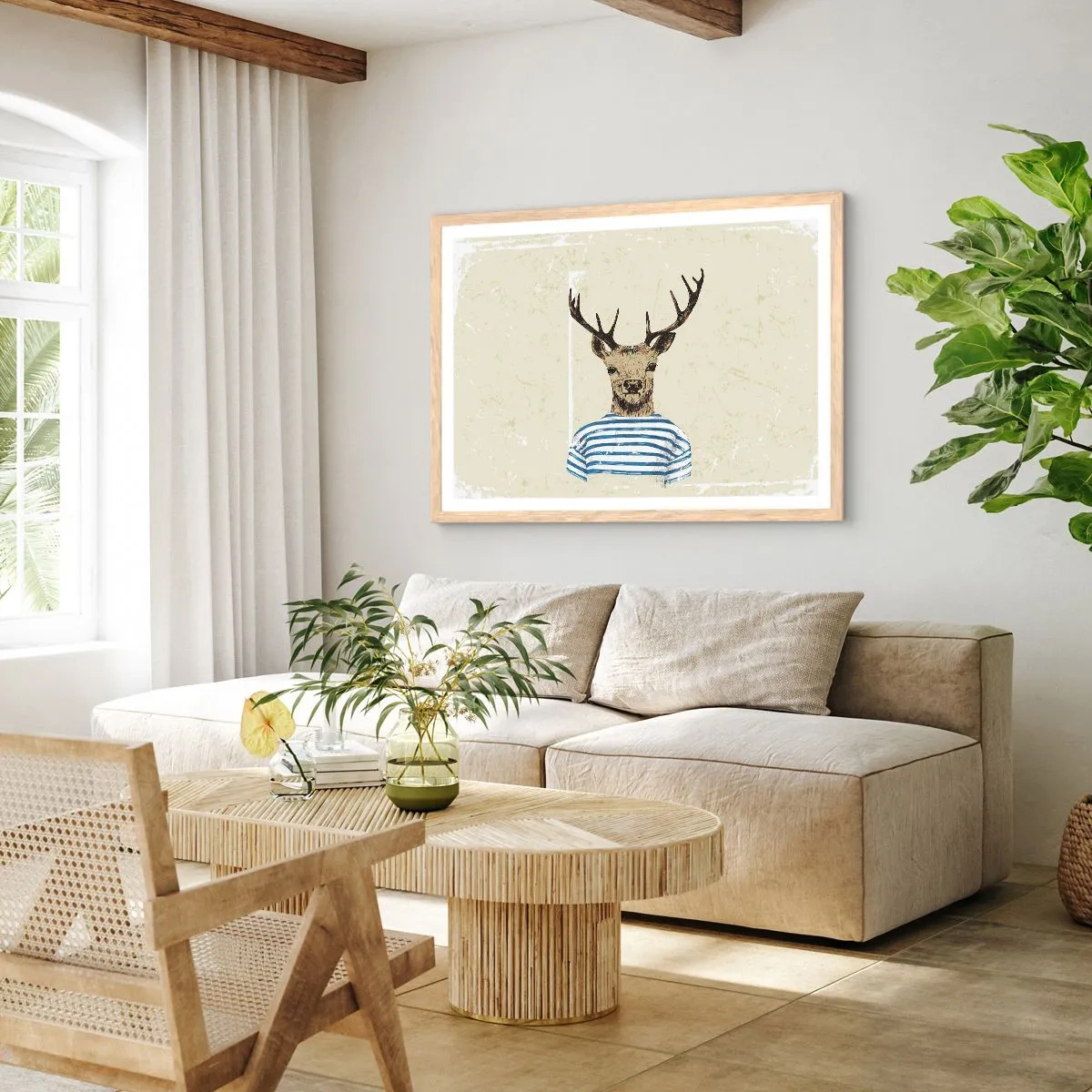 Poster in light oak frame - Becaue I Like Striped T-Shirts - 100x70 cm