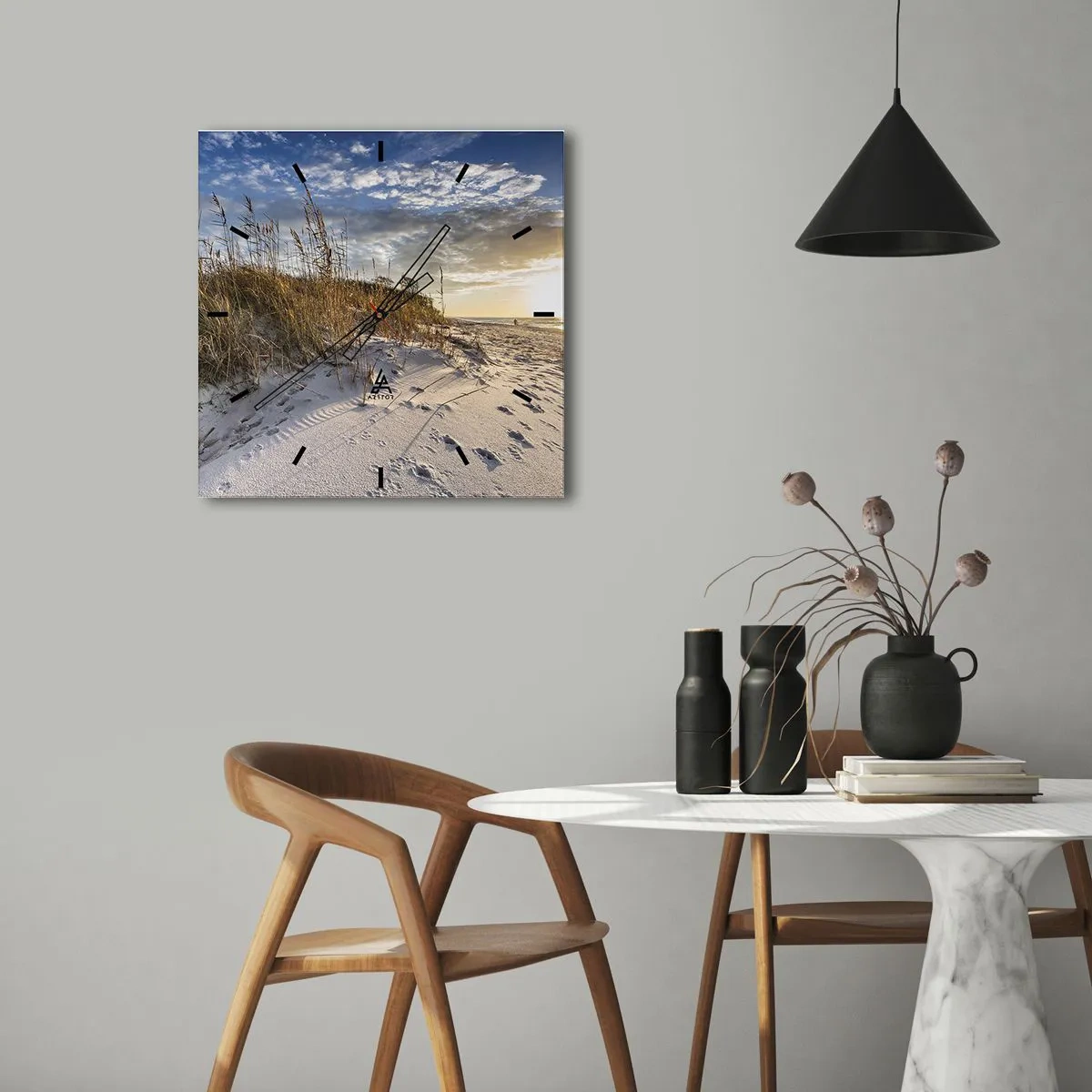 Wall clock - Clock on glass - Invitation to a Walk - 40x40 cm