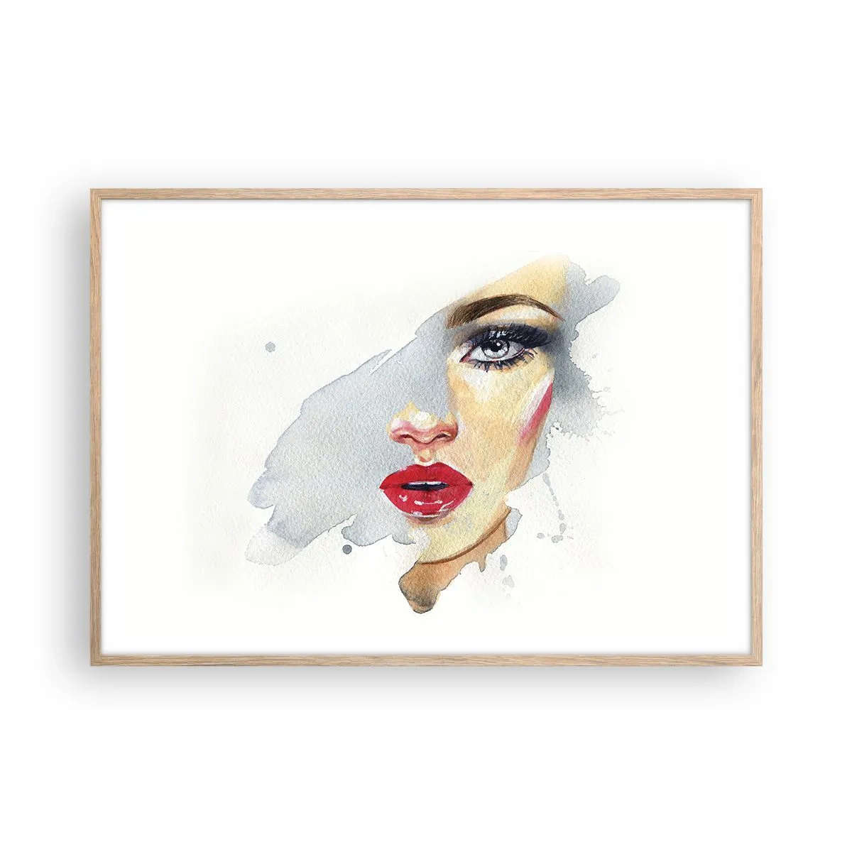 Poster in light oak frame - Reflection in a Waterdrop - 100x70 cm