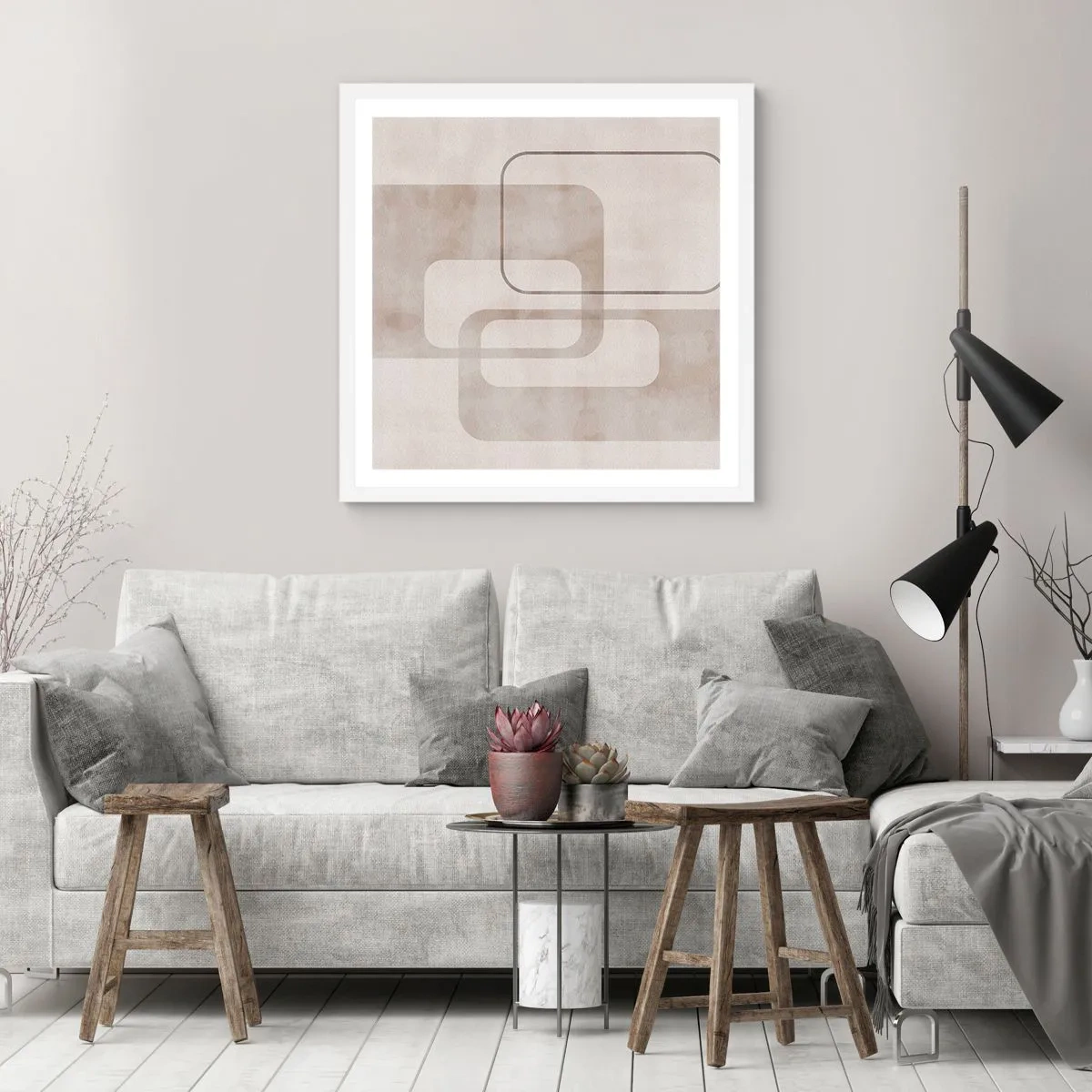 Poster in white frmae - Geometrical Grout - 40x40 cm