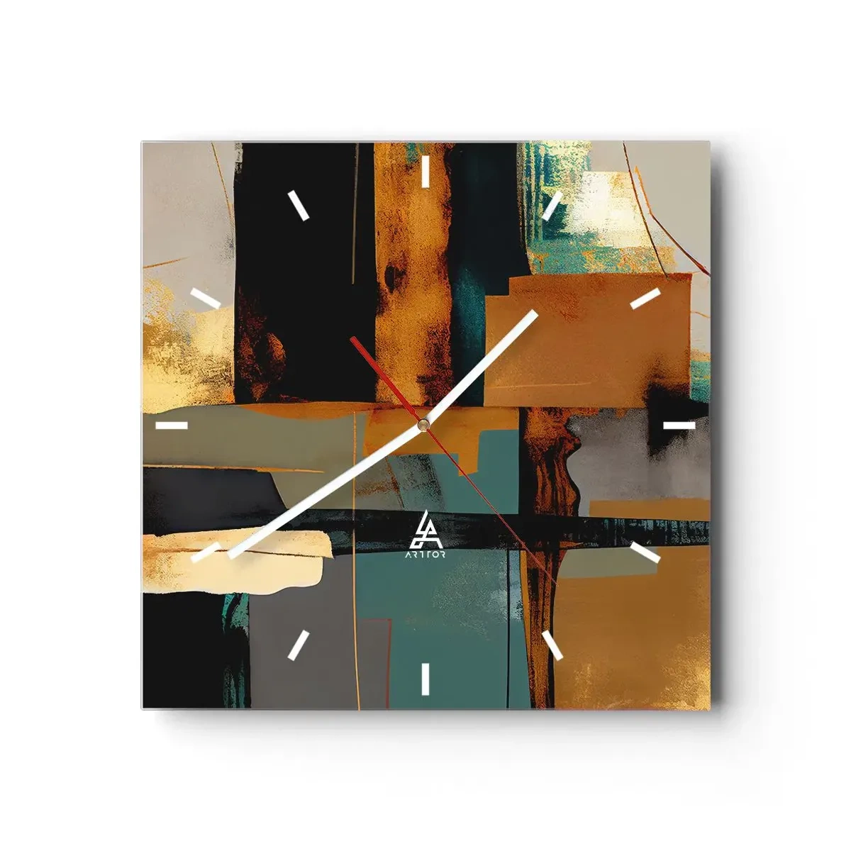 Wall clock - Clock on glass - Abstract - Light and Shadow - 40x40 cm