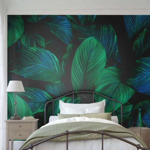 Custom Wallpaper Standard Eco - In a Green Crowd - Green leaves, Tropical Plant, Nature