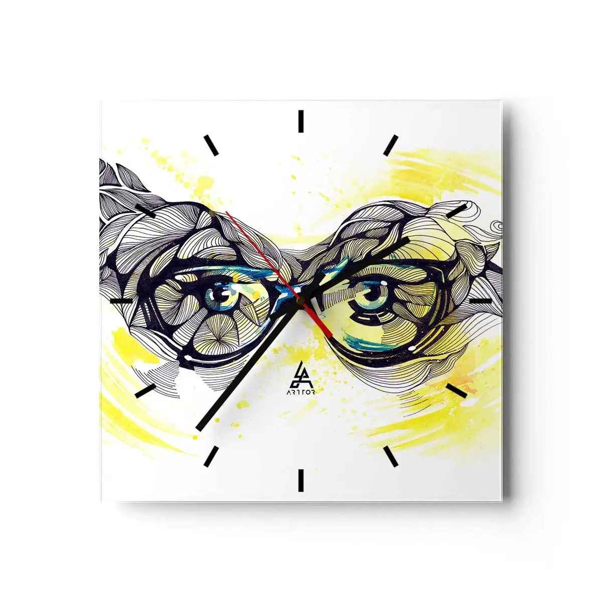 Wall clock - Clock on glass - Through Blue Glasses - 40x40 cm