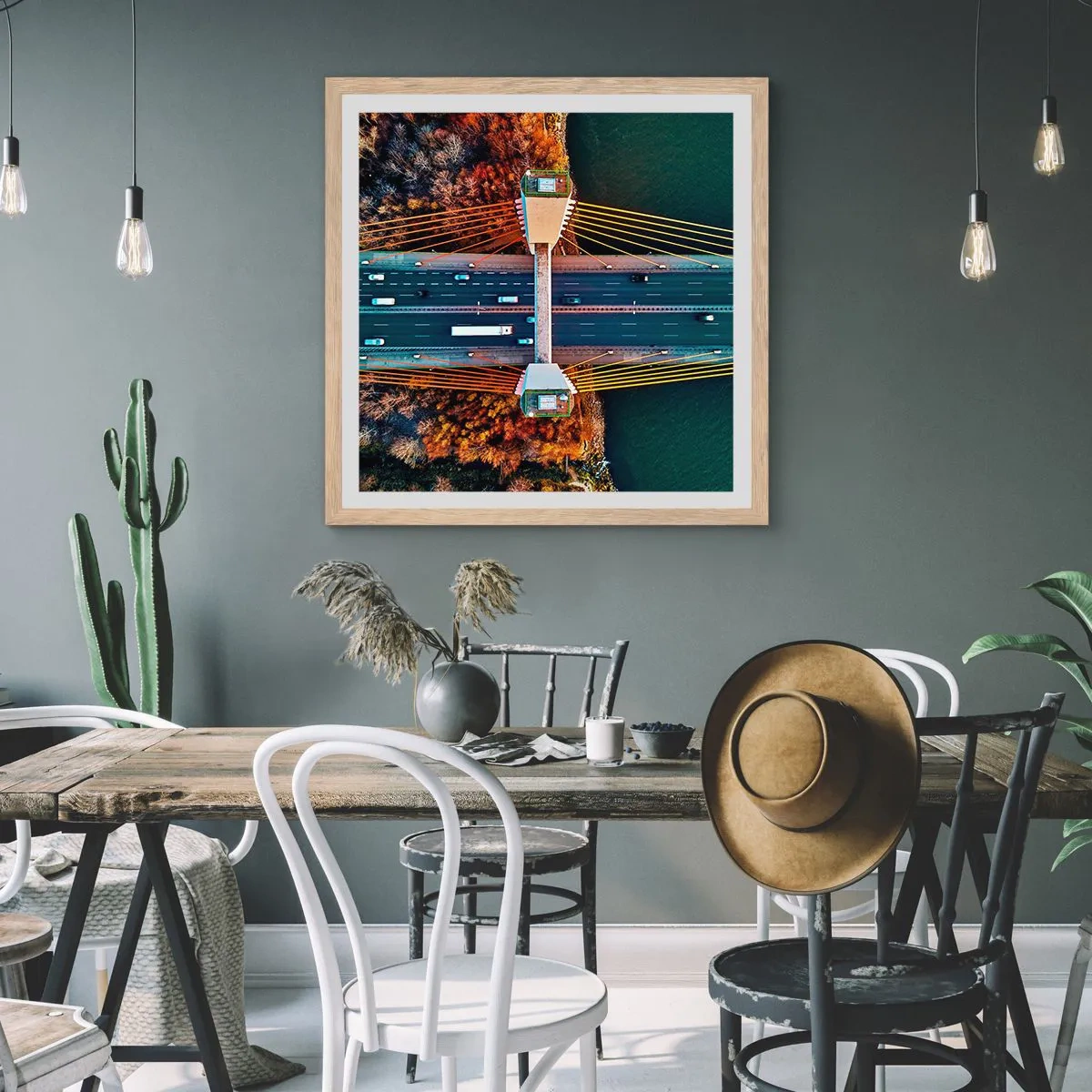 Poster in light oak frame - Behind Seas and Oceans - 50x50 cm