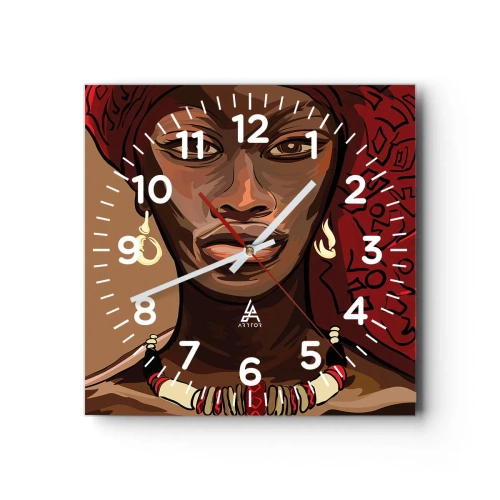 Wall clock - Clock on glass - Ebony Venus - 40x40 cm