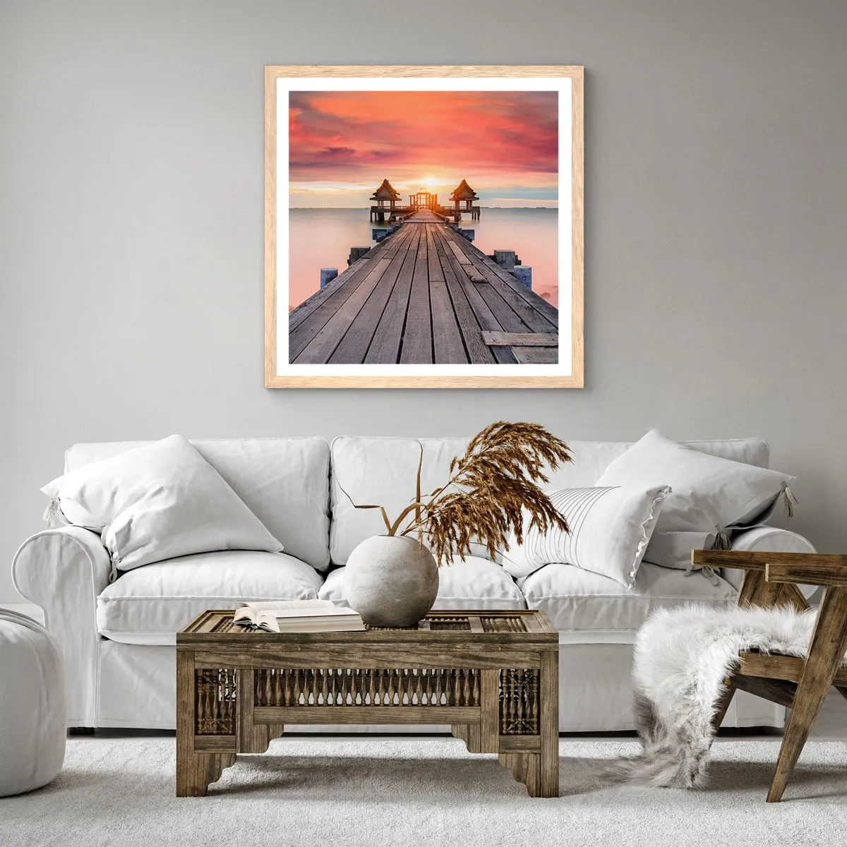 Poster in light oak frame - Sunset on the East - 30x30 cm