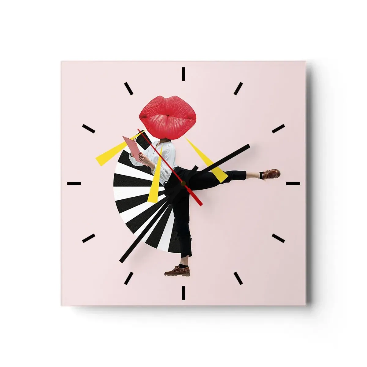 Wall clock - Clock on glass - Surrealistic Pop-Art. - 30x30 cm