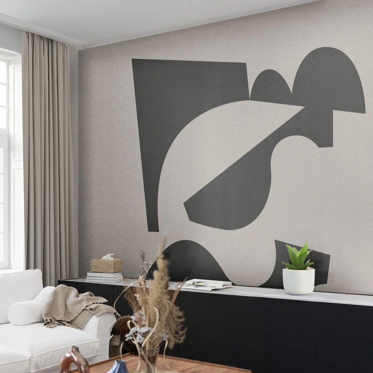 Photo Wallpaper Premium Sand - For Self-construction - Abstraction, Boho, Minimalism - 250x175 cm