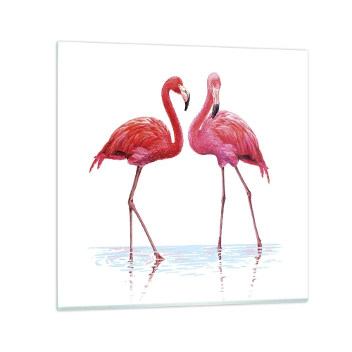 Glass picture - Pink Rendezvous - 40x40 cm