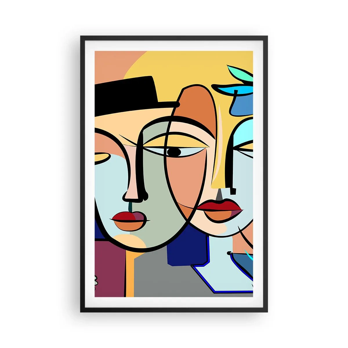 Poster in black frame - Rendez-vous Picasso Style - 61x91 cm