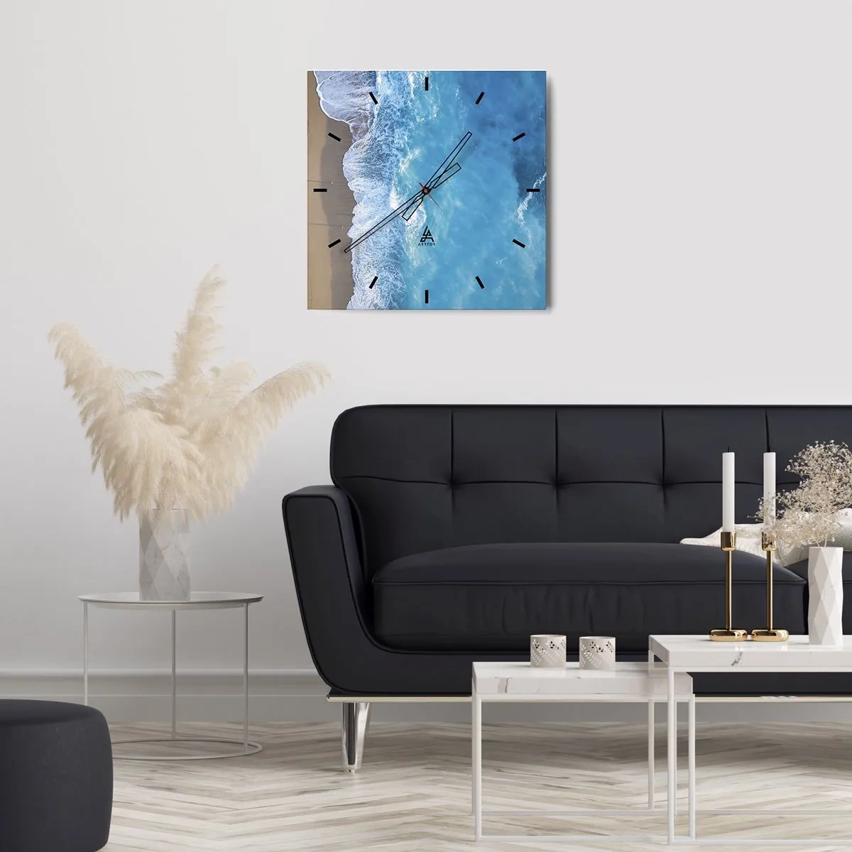 Wall clock - Clock on glass - Power of the Blue - 40x40 cm