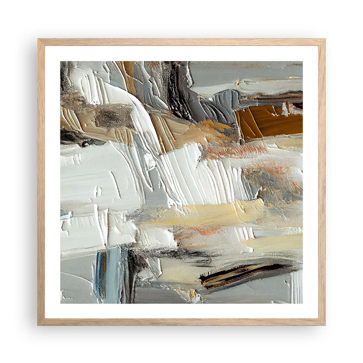 Poster in light oak frame - Layers of Colour - 60x60 cm