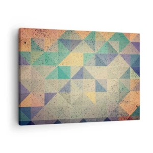 Canvas picture - A colorful composition of geometric triangles in pastel shades. - 70x50cm - The Republic of Triangles - Modern wall decoration for the living room and bedroom ARTTOR