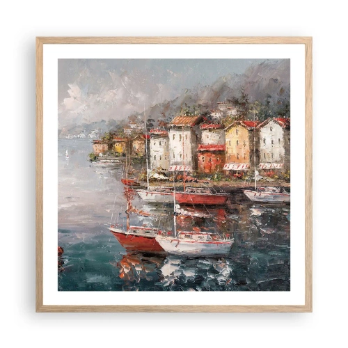Poster in light oak frame - Romantic Marina - 60x60 cm
