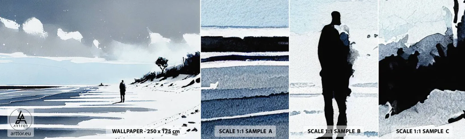 Photo Wallpaper Sample Self-Adhesive Deluxe Sticker - All Alone - Landscape, Beach, Piece - 100x30 cm