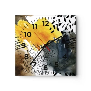 Wall clock - Clock on glass - Meeting of Elements - 40x40 cm